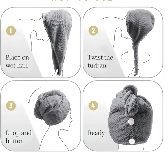 3/$15 New without tags cream colored quick drying Hair Towel - Picture 2 of 6